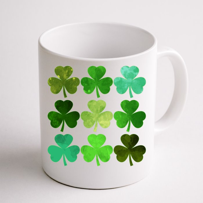 St Patricks Day Lucky Watercolor Shamrocks Front & Back Coffee Mug