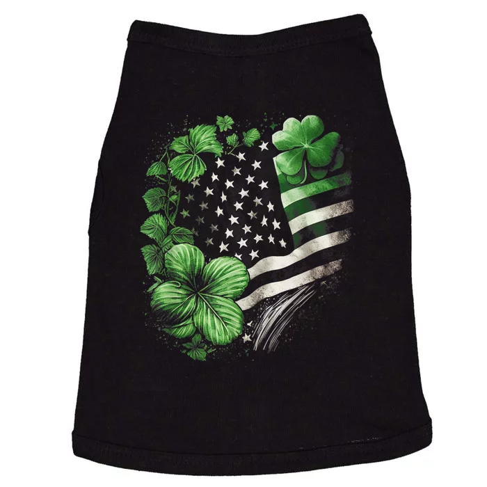 St Patricks Day Shamrock American Flag Retro Doggie Tank