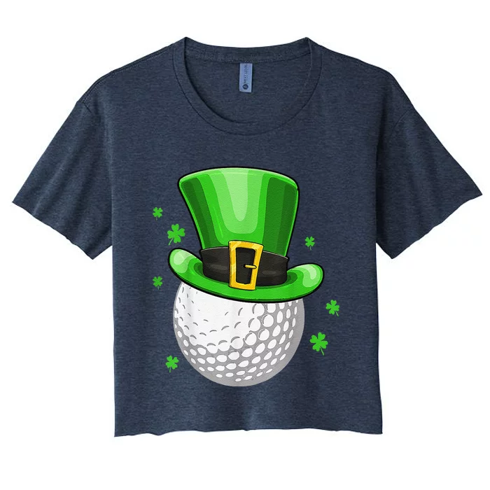 St Patricks Day Leprechaun Hat Shamrock Irish Golf Women's Crop Top Tee