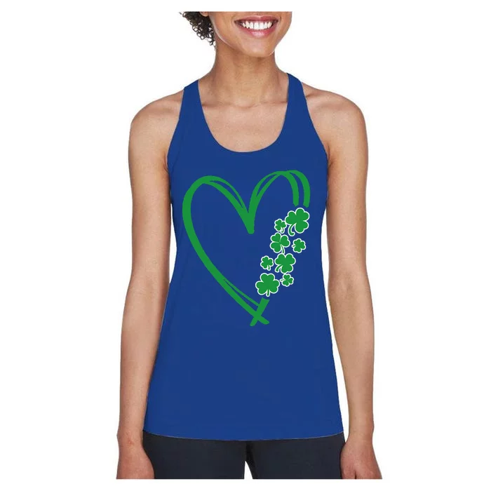 St Patricks Day Shamrock Irish Heart Saint Pattys Paddys Women's Racerback Tank