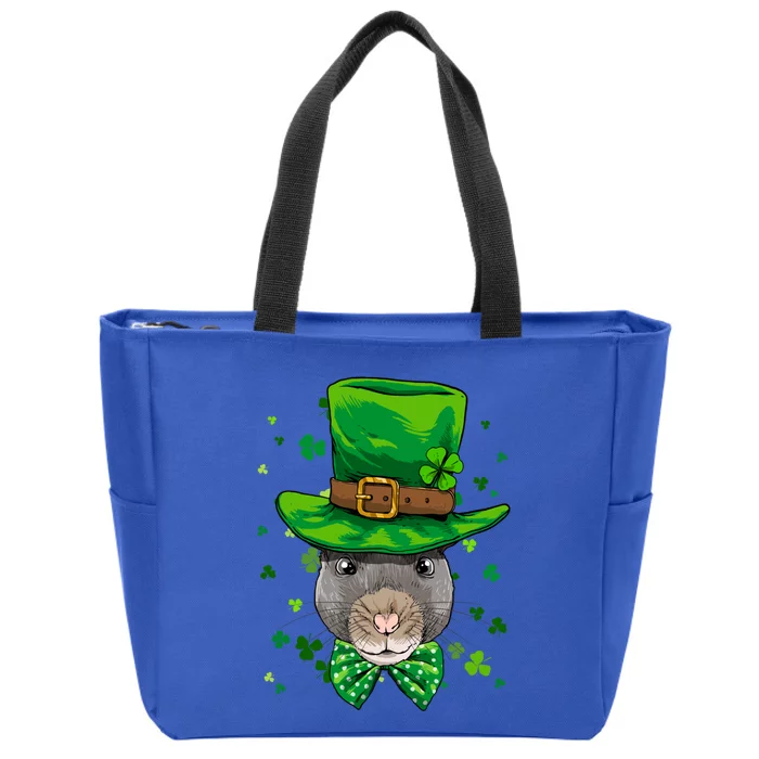 St Patrick's Day Leprechaun Rat Mouse Shamrock Rat Lover Gift Zip Tote Bag