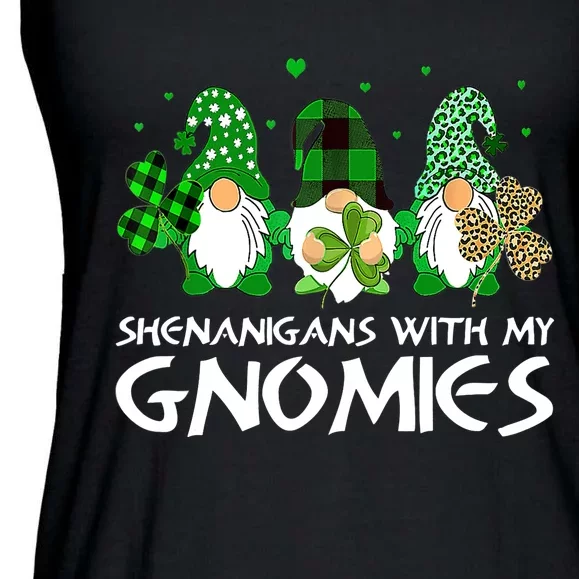 St Patricks Day Shenanigans With My Gnomies Gnomes Shamrock Ladies Essential Flowy Tank