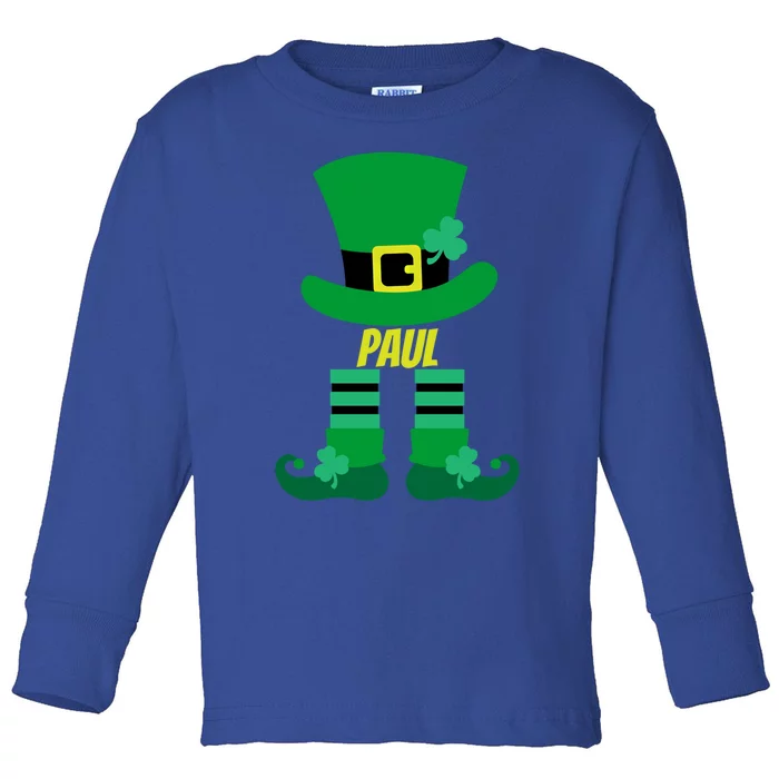 St Patricks Day Leprechaun Family Matching Name Paul Gift Toddler Long Sleeve Shirt