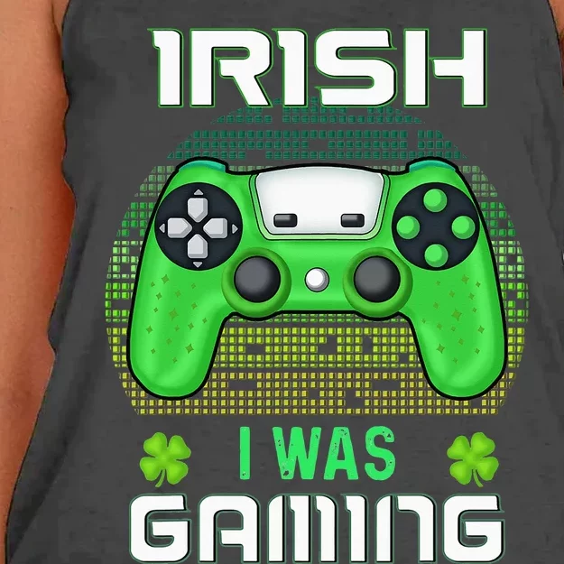 St Patricks day gamer Shamrock Irish I Was Gaming Women's Knotted Racerback Tank