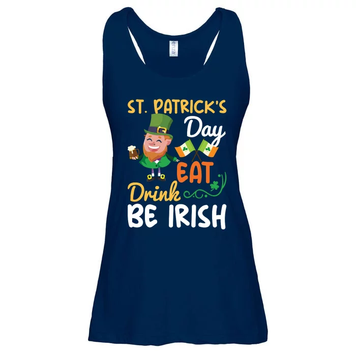 St Patricks Day Eat Drink And Be Irish Funny Leprechaun Ladies Essential Flowy Tank