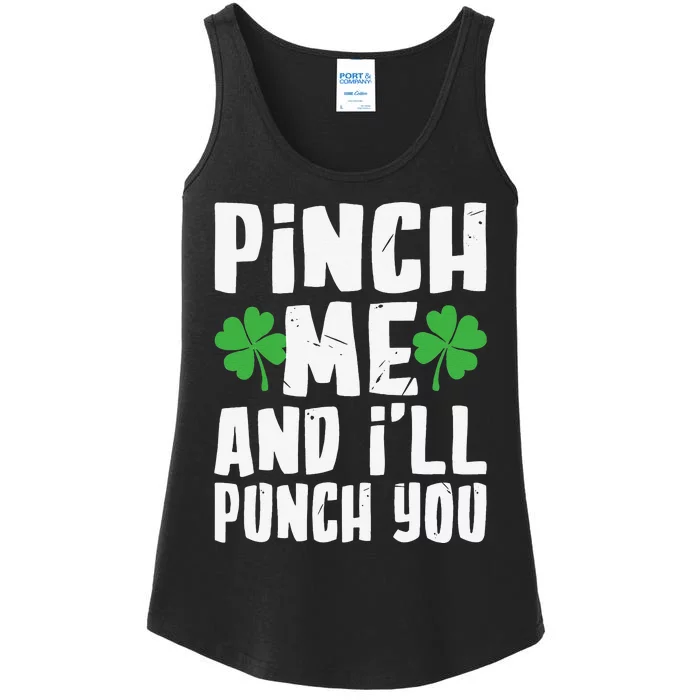 Saint Patrick's Day Pinch Me And I'll Punch You Ladies Essential Tank