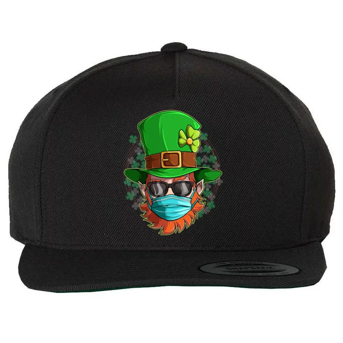 St Patricks Day Quarantined Masked Leprechaun Wool Snapback Cap