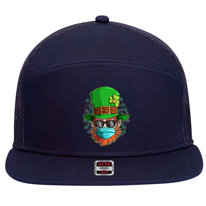 St Patricks Day Quarantined Masked Leprechaun 7 Panel Mesh Trucker Snapback Hat