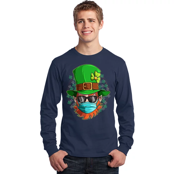 St Patricks Day Quarantined Masked Leprechaun Long Sleeve Shirt