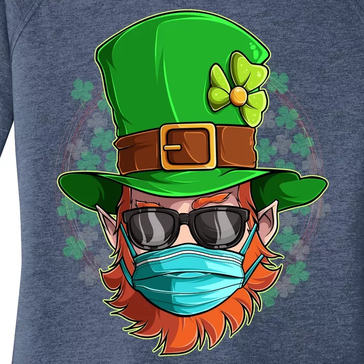 St Patricks Day Quarantined Masked Leprechaun Women's Perfect Tri Tunic Long Sleeve Shirt