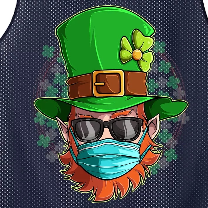 St Patricks Day Quarantined Masked Leprechaun Mesh Reversible Basketball Jersey Tank