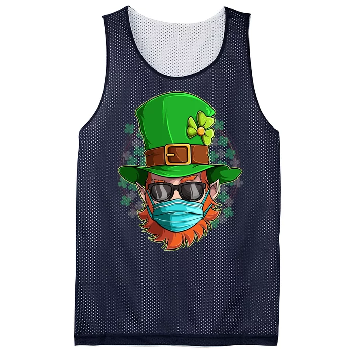 St Patricks Day Quarantined Masked Leprechaun Mesh Reversible Basketball Jersey Tank