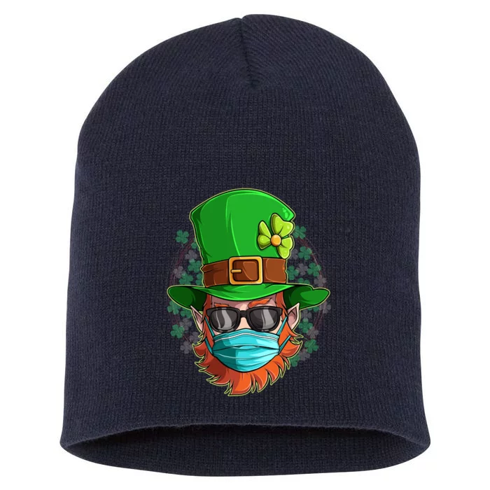 St Patricks Day Quarantined Masked Leprechaun Short Acrylic Beanie