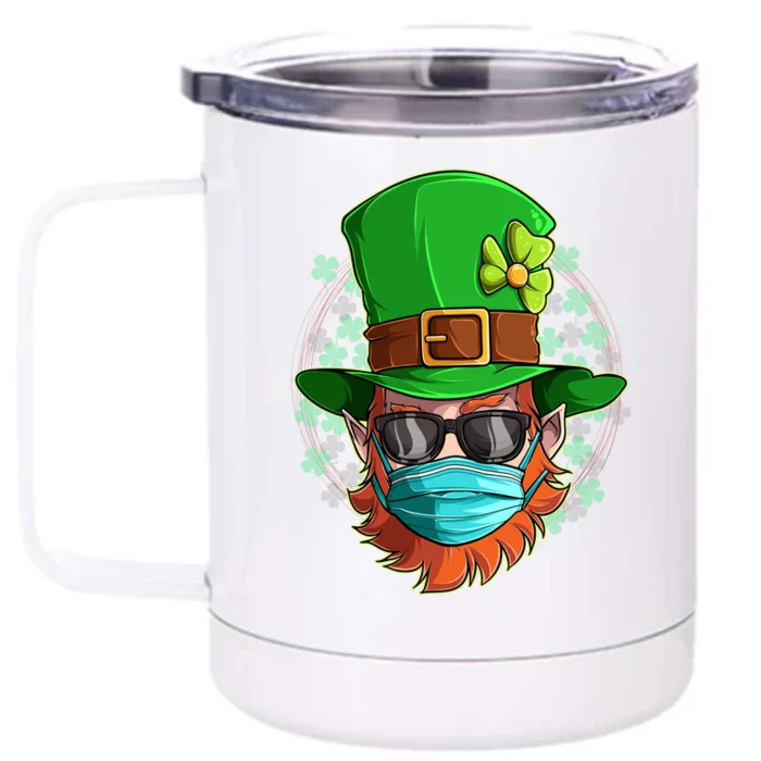 St Patricks Day Quarantined Masked Leprechaun Front & Back 12oz Stainless Steel Tumbler Cup