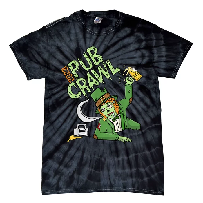 St. Patrick's Day Pub Crawl Beer Drinking Zombie Leprechaun Tie-Dye T-Shirt