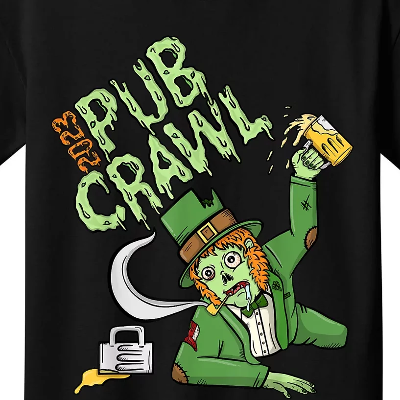 St. Patrick's Day Pub Crawl Beer Drinking Zombie Leprechaun Kids T-Shirt