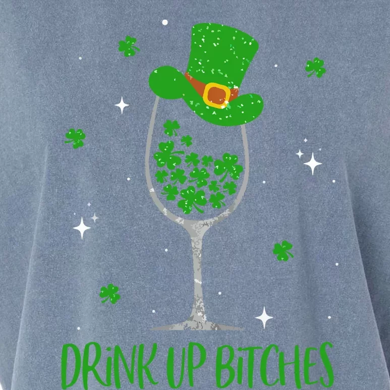 St Patricks Day Shamrock Wine Glass Drink Up Leprechaun Garment-Dyed Women's Muscle Tee