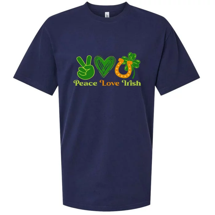 St Patrick Day Peace Love Irish Retro Shamrock Sueded Cloud Jersey T-Shirt