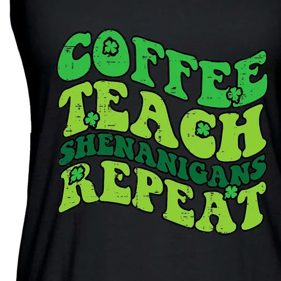 St Patricks Day Coffee Teach Saint Paddys Teacher Ladies Essential Flowy Tank