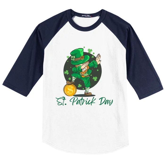 St Patricks Day Dabbing Leprechaun Boys Girls Men Dab Dance Baseball Sleeve Shirt