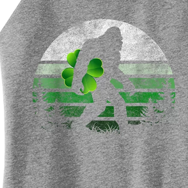 St Patricks Day Bigfoot Irish Shamrock Sasquatch Clover Leaf Women’s Perfect Tri Rocker Tank