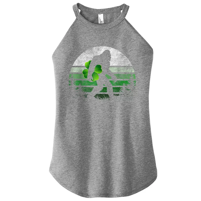 St Patricks Day Bigfoot Irish Shamrock Sasquatch Clover Leaf Women’s Perfect Tri Rocker Tank