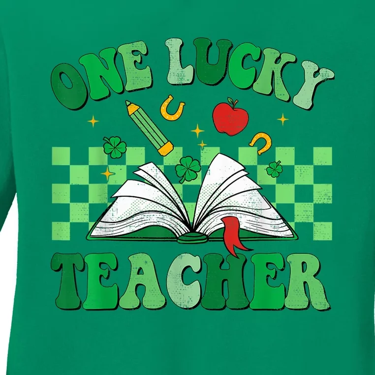 St Patricks Day Teacher Shirt One Lucky Teacher Shamrock Ladies Long Sleeve Shirt