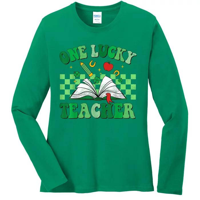 St Patricks Day Teacher Shirt One Lucky Teacher Shamrock Ladies Long Sleeve Shirt