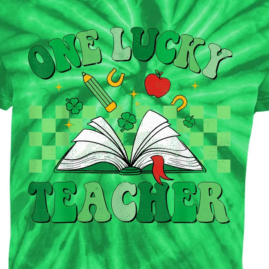 St Patricks Day Teacher Shirt One Lucky Teacher Shamrock Kids Tie-Dye T-Shirt