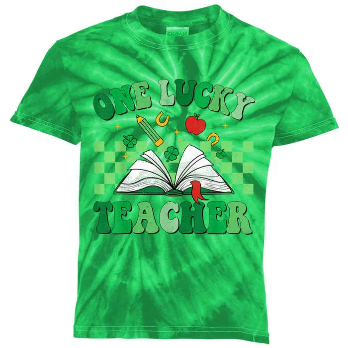 St Patricks Day Teacher Shirt One Lucky Teacher Shamrock Kids Tie-Dye T-Shirt