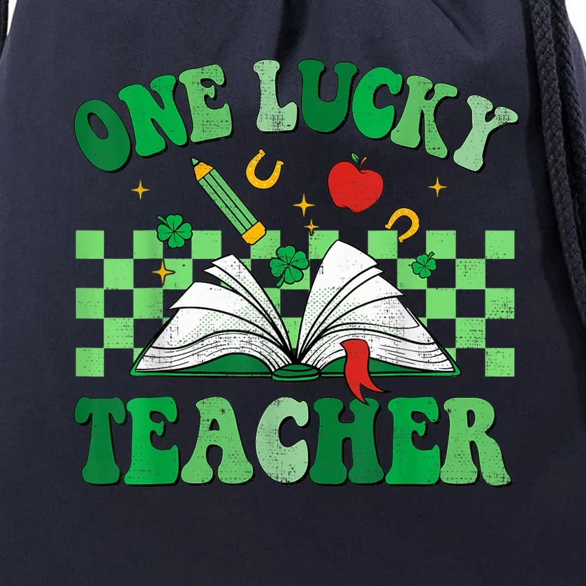 St Patricks Day Teacher Shirt One Lucky Teacher Shamrock Drawstring Bag