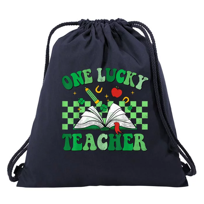 St Patricks Day Teacher Shirt One Lucky Teacher Shamrock Drawstring Bag