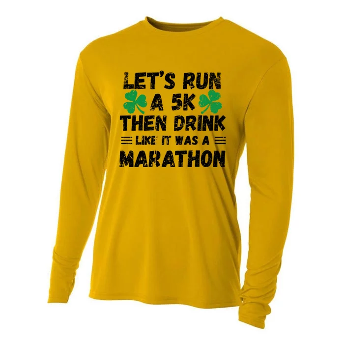 St Patrick's Day Vintage Run 5k Like It's A Marathon Gift Cooling Performance Long Sleeve Crew