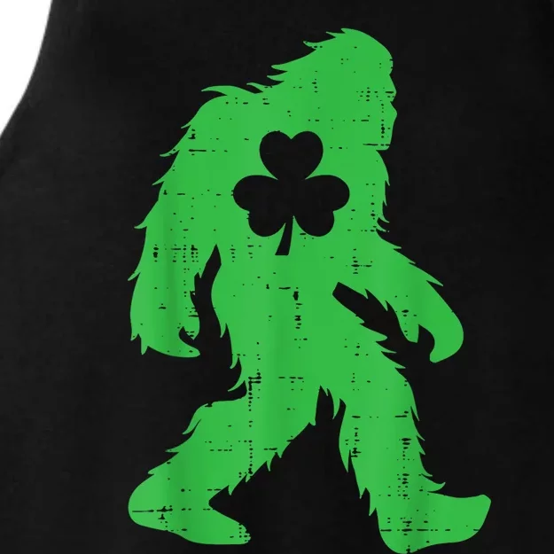 St Patricks Day Bigfoot Sasquatch Shamrock Ladies Tri-Blend Wicking Tank