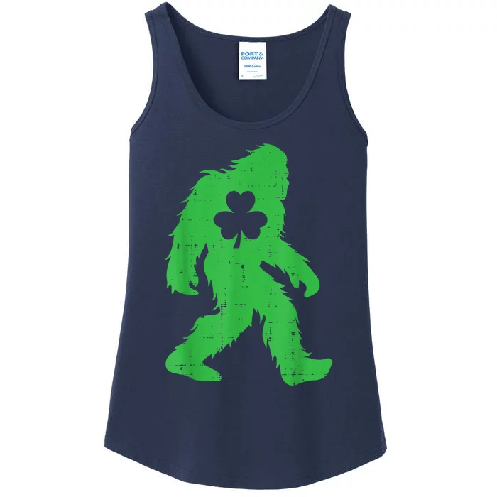 St Patricks Day Bigfoot Sasquatch Shamrock Ladies Essential Tank