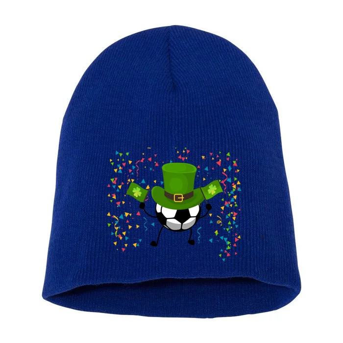 St Patrick's Day Soccer Leprechaun Sports Lovers Gift Short Acrylic Beanie