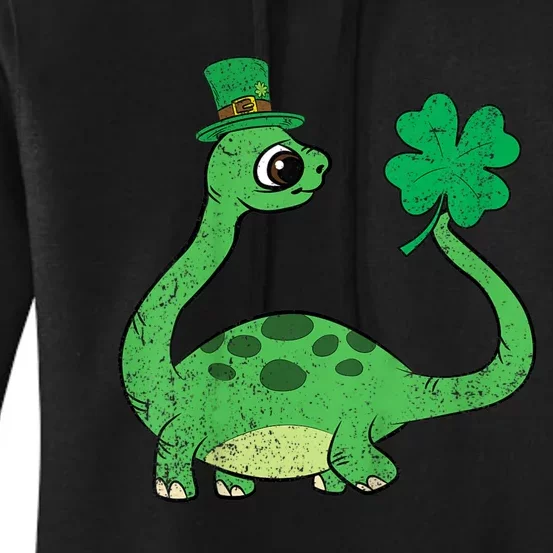 St Patricks Day Brontosaurus Shamrock Women's Pullover Hoodie