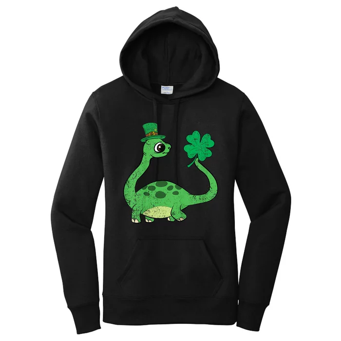 St Patricks Day Brontosaurus Shamrock Women's Pullover Hoodie