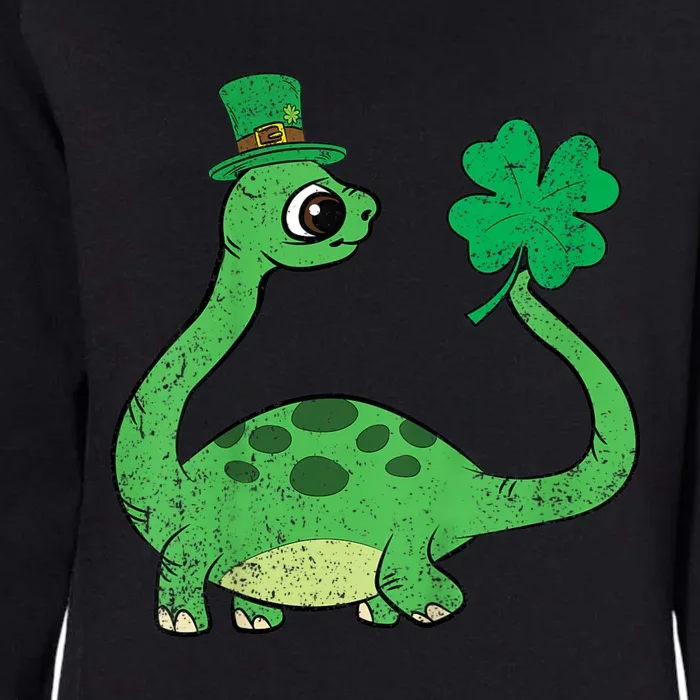 St Patricks Day Brontosaurus Shamrock Womens California Wash Sweatshirt