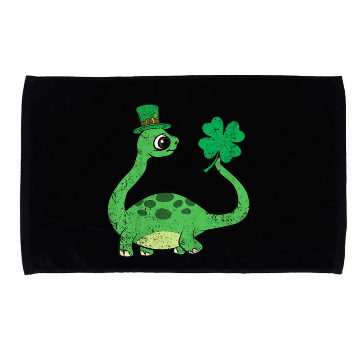 St Patricks Day Brontosaurus Shamrock Microfiber Hand Towel