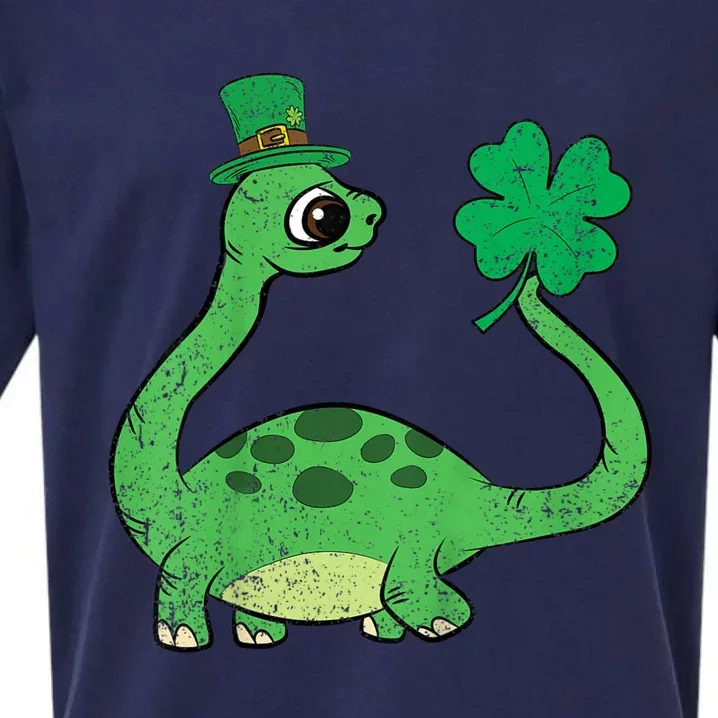 St Patricks Day Brontosaurus Shamrock Sueded Cloud Jersey T-Shirt