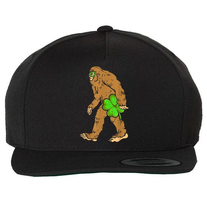 St Patricks Day Funny Bigfoot Shamrock Sasquatch Irish Wool Snapback Cap