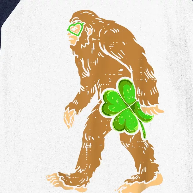 St Patricks Day Funny Bigfoot Shamrock Sasquatch Irish Baseball Sleeve Shirt