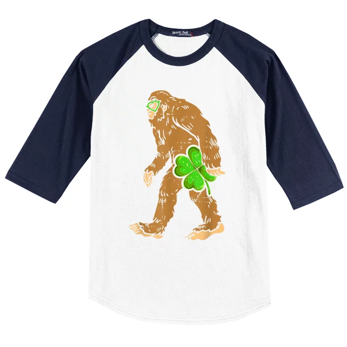 St Patricks Day Funny Bigfoot Shamrock Sasquatch Irish Baseball Sleeve Shirt