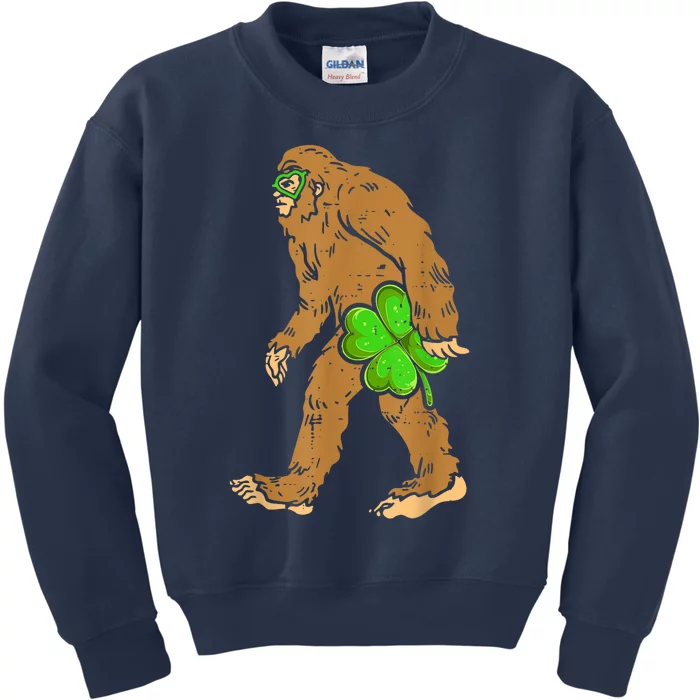 St Patricks Day Funny Bigfoot Shamrock Sasquatch Irish Kids Sweatshirt