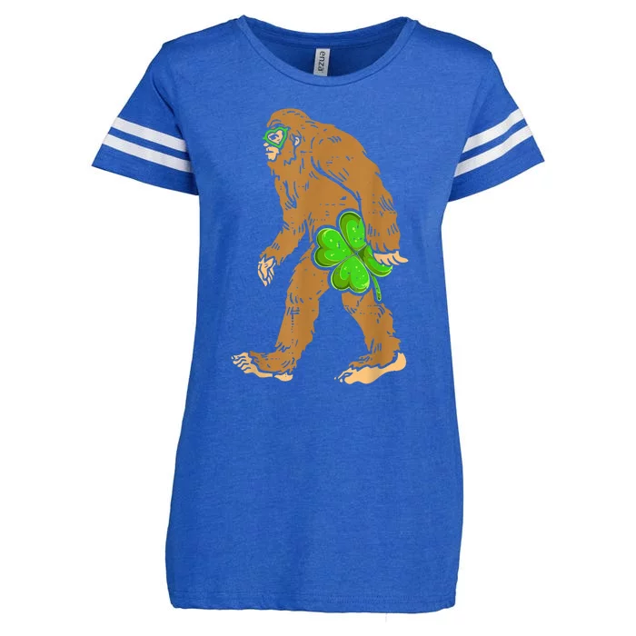 St Patricks Day Funny Bigfoot Shamrock Sasquatch Irish Enza Ladies Jersey Football T-Shirt