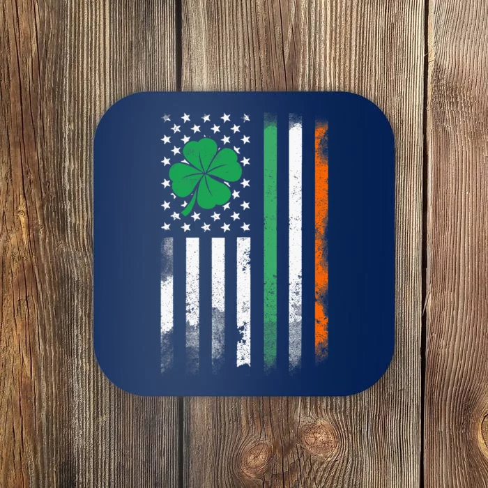 St Patrick's Day Irish American Flag Vintage Shamrock Lucky Coaster