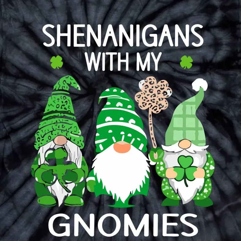 St Patricks Day Lucky Shamrock Leopard Gnomes Irish Tie-Dye T-Shirt