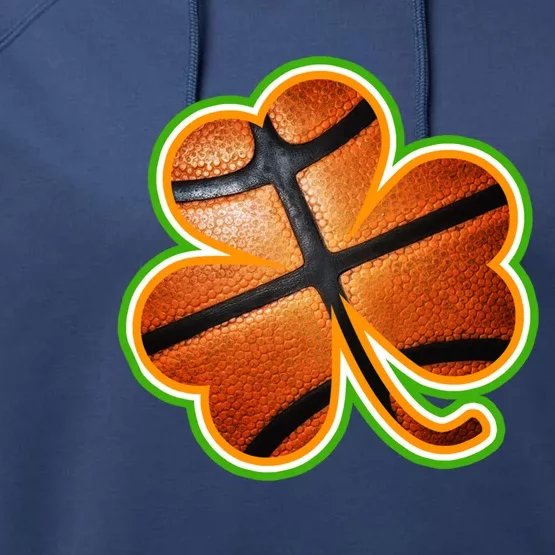 St Patricks Day Play Basketball Shamrock Gift Performance Fleece Hoodie