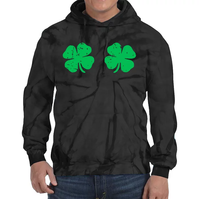 Saint Patricks Day Shamrock Boobs Stpatricks Day Boobies Tie Dye Hoodie